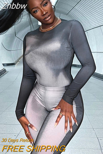 Znbbw Women Long Sleeve T Shirt Bodysuit Long Pants Two Piece Sets Outfits 2023 Fall Clothing Wholesale Items For Business